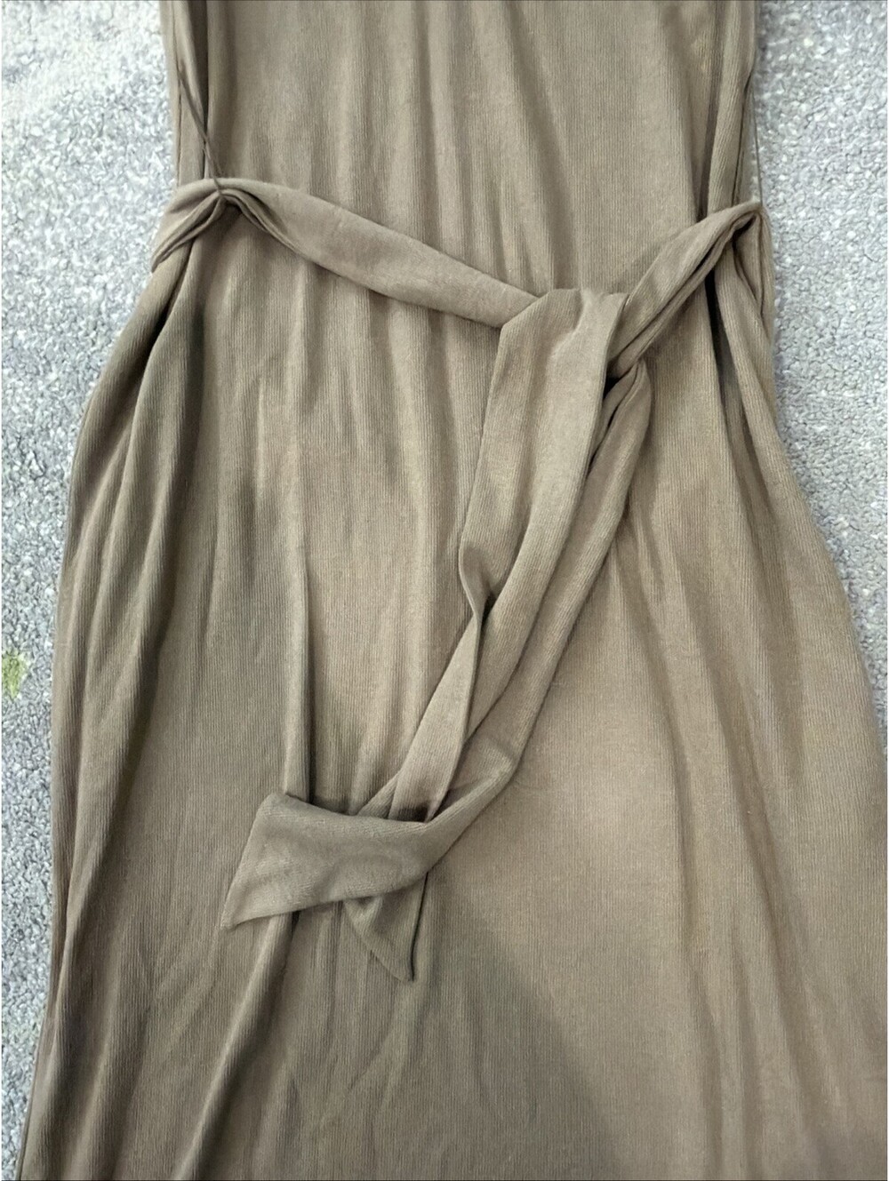$165 Lauren Ralph Lauren Women's Belted Rib-Knit Puff-Sleeve Dress Tan Medium - Picture 11 of 15